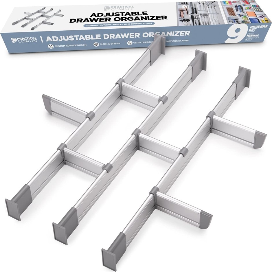 PRACTICAL COMFORT Drawer Dividers, 9 pcs adjustable drawer dividers set, Ma