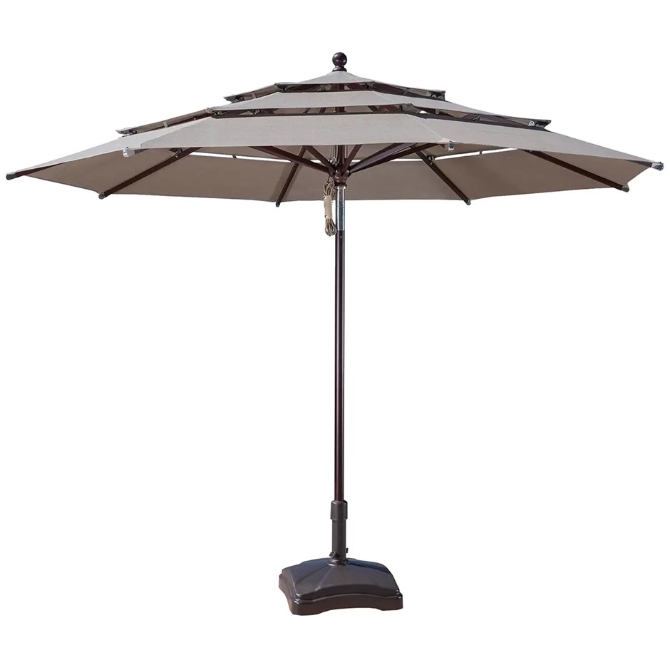 PROSHADE Aluminium Market Umbrella 3.36M Wood Look.