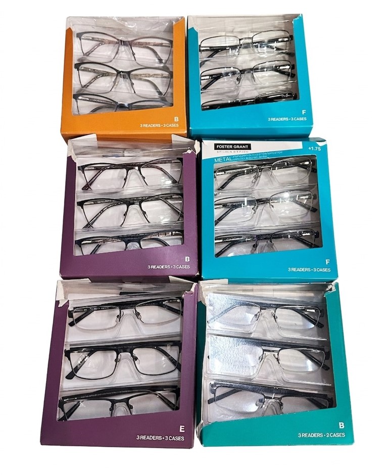 Assorted FOSTER GRANT Prescription Reading Glasses by Design Optics. NB: da