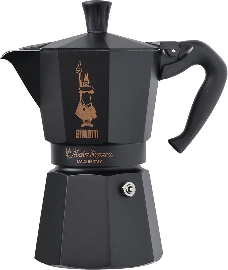 BIALETTI 6 Cup Express Moka Pot, Black. Made in Italy NB: no box