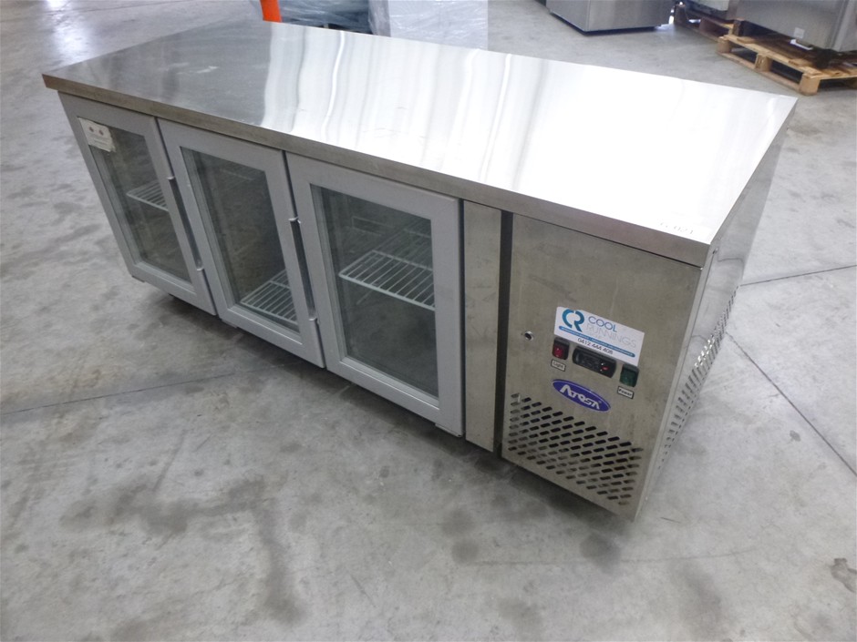 Atosa EPF3731 Mobile Stainless Steel 3 Glass Door Underbench Refrigerator