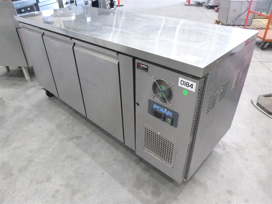 Polar G600-A-03 Mobile 3 Solid Door Underbench Refrigerator