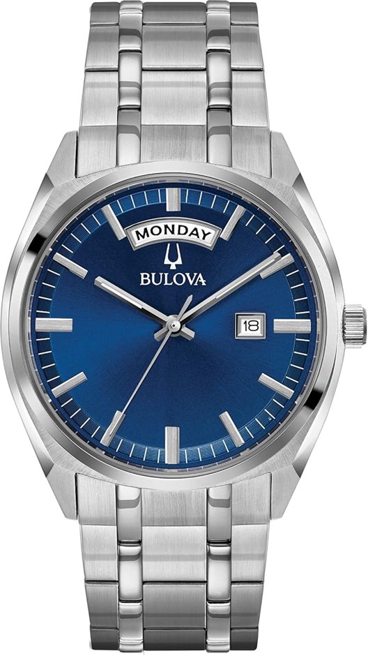 BULOVA Men's Classic Dress Surveyor 2-Hand Day/Date Quartz Watch, Luminous