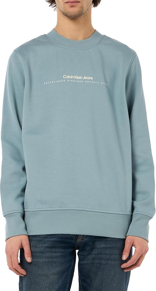 CALVIN KLEIN Men's Minimal Logo Crew Neck, Lead, Size Large. RRP: $129. Bu