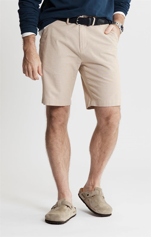 JACHS Men's Chambray Shorts, Size 30, 98% Cotton, Stone. Buyers Note - Dis