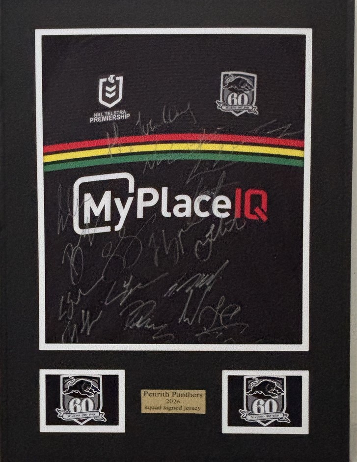 PENRITH PANTHERS 2026 SQUAD SIGNED/FRAMED JERSEY
