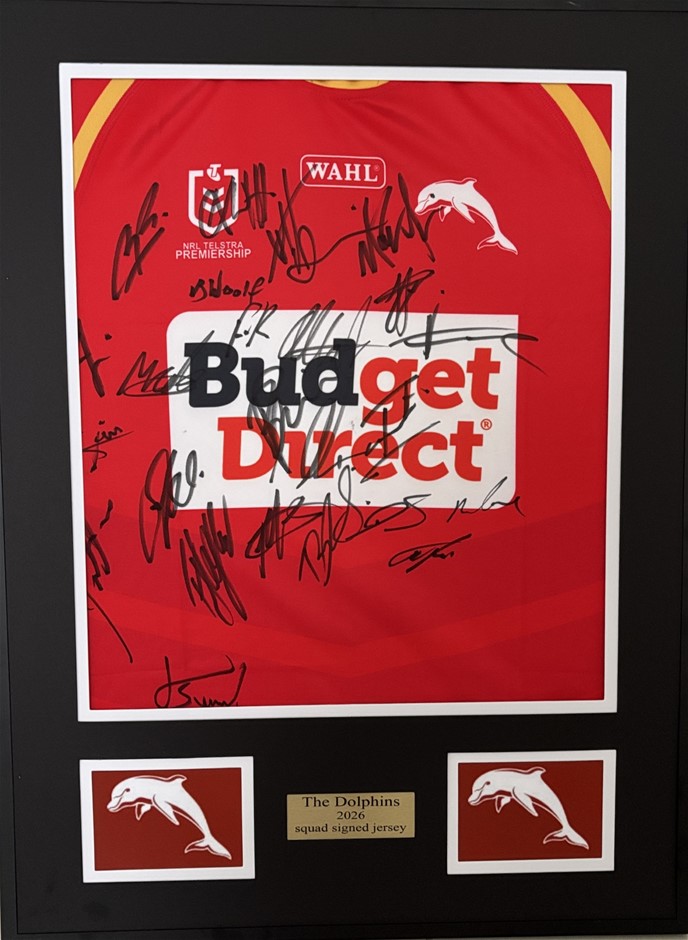 DOLPHINS 2026 SQUAD SIGNED/FRAMED JERSEY