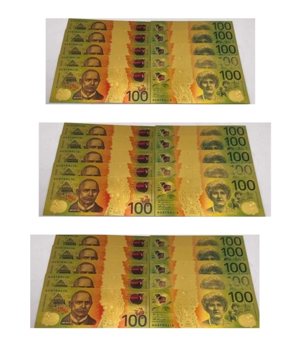 5PCS/LOT NEW AUSTRALIA GOLD Banknote  CARDS  x 3 sets each