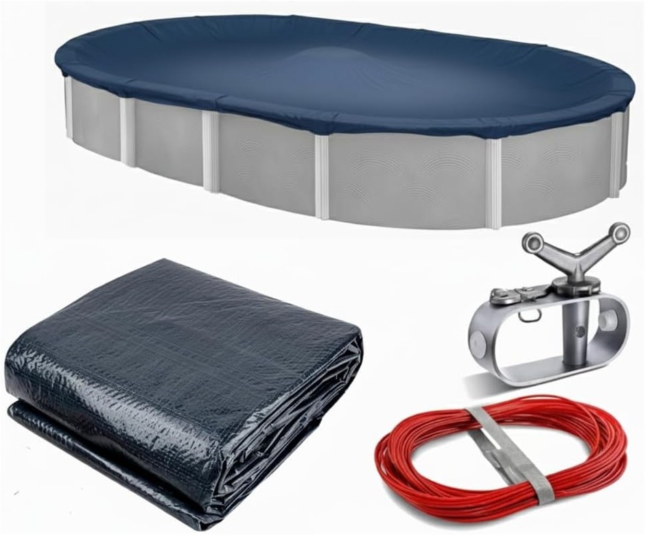 WINTER BLOCK Aboveground Pool Winter Cover, Fits 8’ x 12’ Oval, Solid Blue