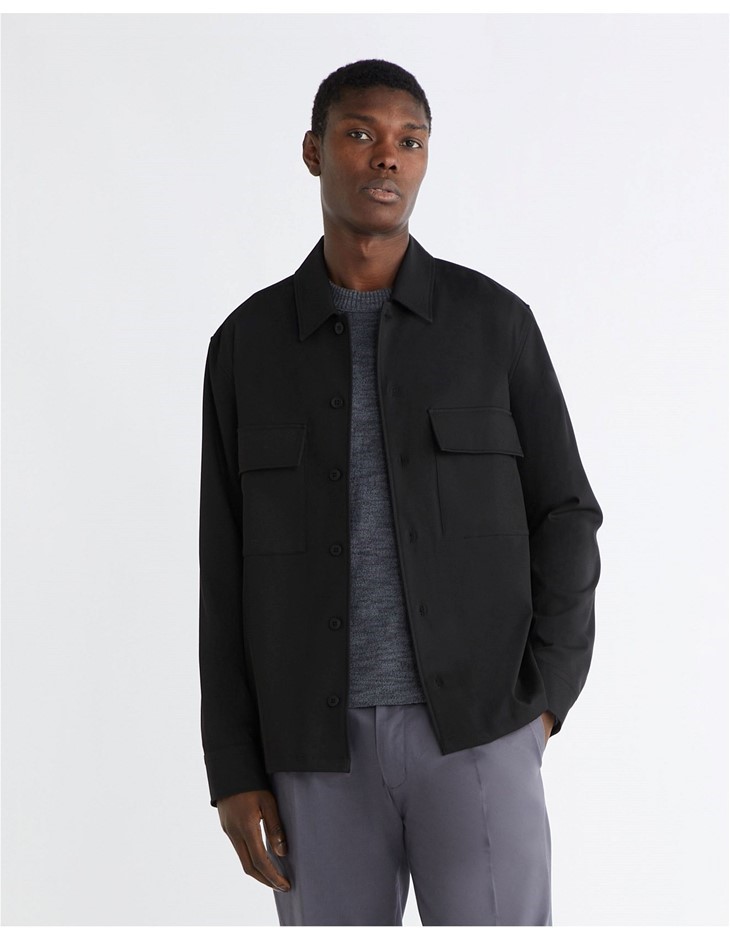 CALVIN KLEIN Men's Blended Twill Long Sleeves Overshirt, Cotton/Nylon, CK B