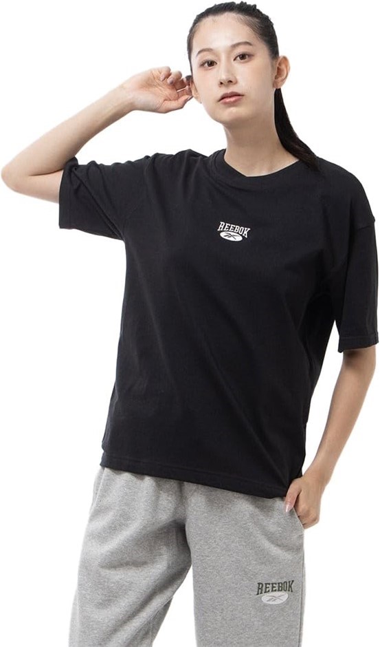 REEBOK Women's Classic Archive Logo Tee, Size XS, Black. Buyers Note - Dis