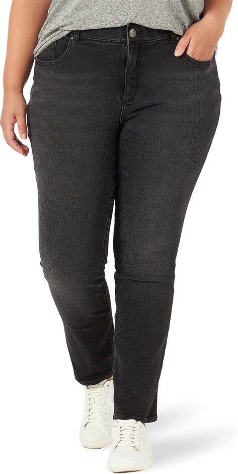 LEE Women's Plus Size Ultra Lux Mid-Rise Slim Fit Straight Leg Jeans, Size