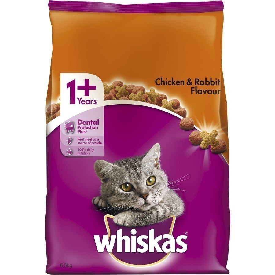 WHISKAS Vitabites Chicken and Rabbit Flavour Dry Cat Food, 6.5kg. NB: Damag