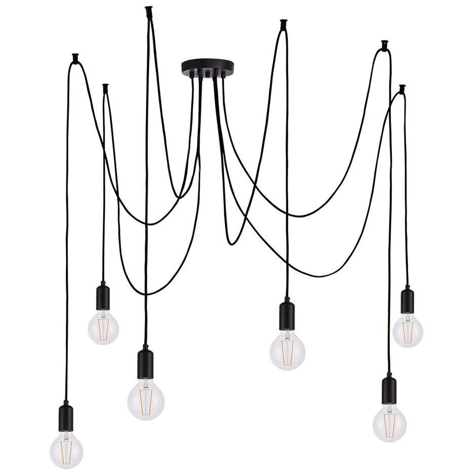 HUDSON LIVING Studio 6 LED Pendant Light, E27, Black.