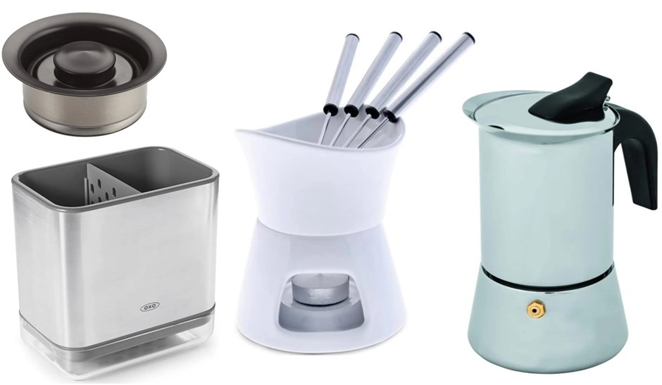 BUNDLE of 4: KOHLER Disposal Flange + OXO Sink Caddy (NB: has minor crack)