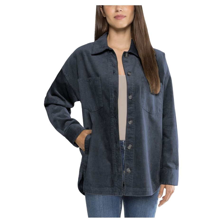 MATTY M Women's Corduroy Shirt Jacket, Size XL, 98% Cotton, Denim.