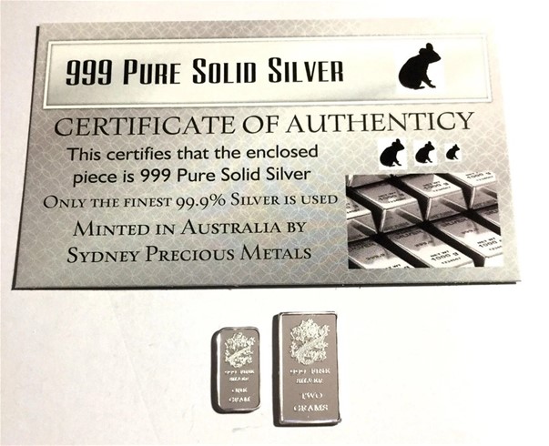 3g 999 Pure Silver (approx.) Bullion Ingots Sydney Precious Metals, Dragon
