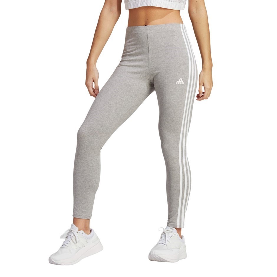 ADIDAS Women's 3S High-Waisted Leggings, Size AU L, 90% Cotton, Medium Grey