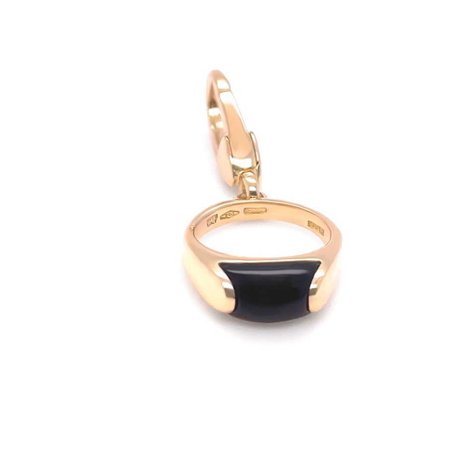 Bvlgari Rare 18ct Yellow Gold Tronchetto Onyx Charm Pendant 2.74g