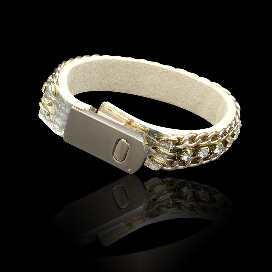 Cream & Gold Crystal Fashion Bracelet