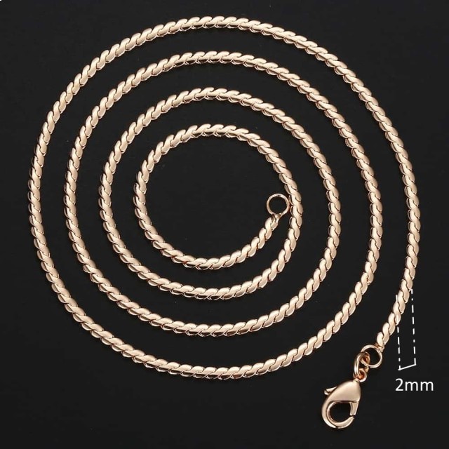 Stunning 2mm Wide Twist Chain Necklace - 50cm (Champagne Rose)