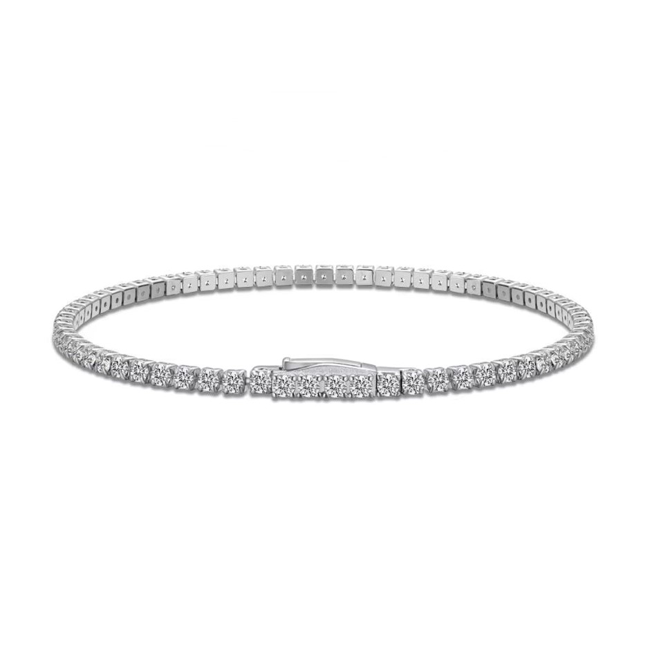 2.5mm GRA Certified Moissanite 925 Silver Tennis Bracelet-19cm