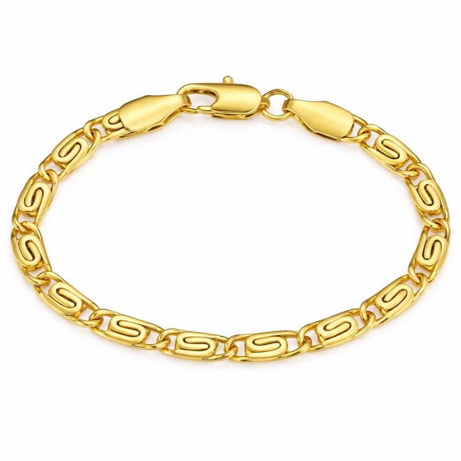 18ct Heavy Yellow Gold Plated Fine Maritime Chain Bracelet - 5.5 inches