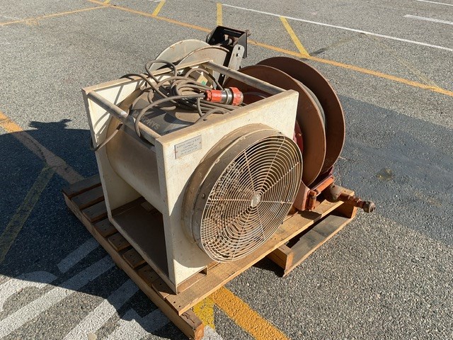 <p>Pallet Containing Extraction Fan and 2 Hose Reels</p>