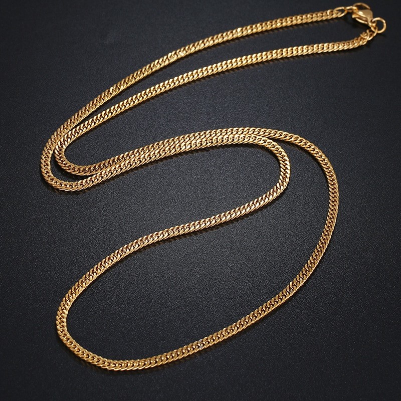 Classic 3mm Stainless Steel Classic Curb Necklace - 50cm (yellow)