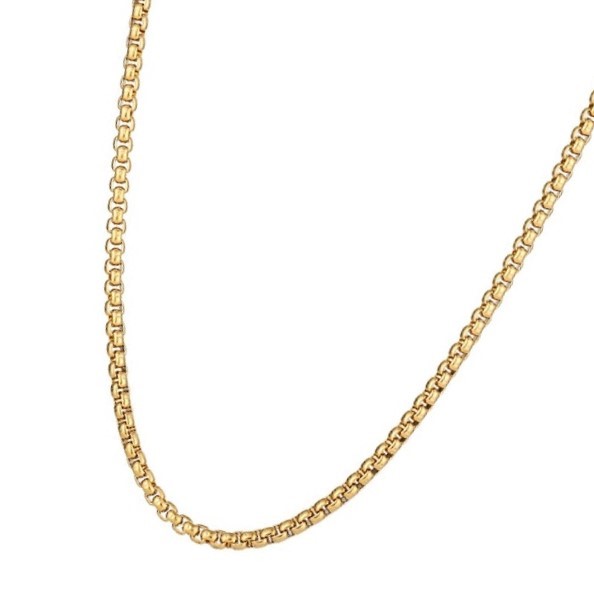Classic 3mm Stainless Steel Rounded Box Chain Necklace - 50cm (yellow)