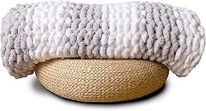 DYRASCIA Chunky Knit Blanket Throw 100% Hand Knit with Jumbo Chenille Yarn