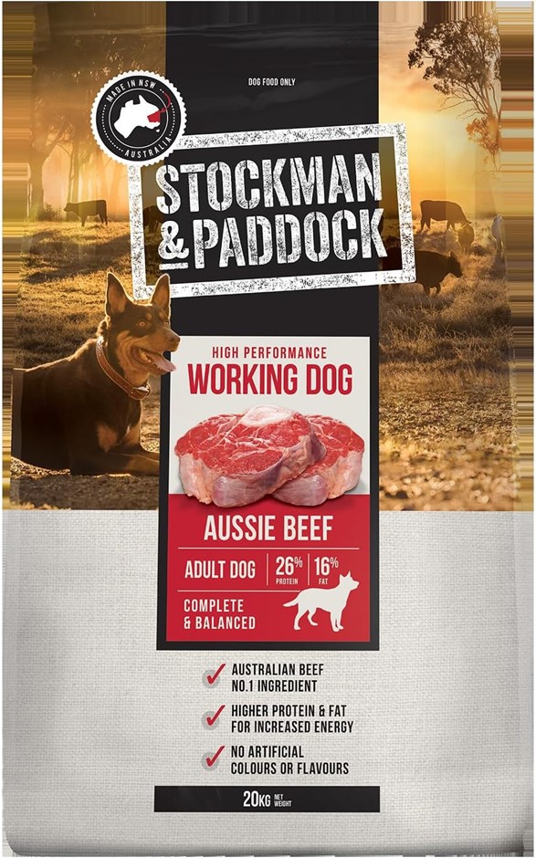 STOCKMAN & PADDOCK Adult Dry Dog Food, Beef for High Performance Working Do