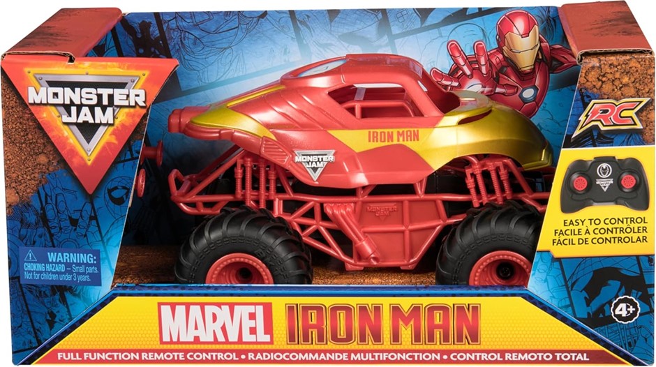MONSTER JAM Marvel Iron Man RC Monster Truck, 1:24 Scale, Kids Toy For 3yrs