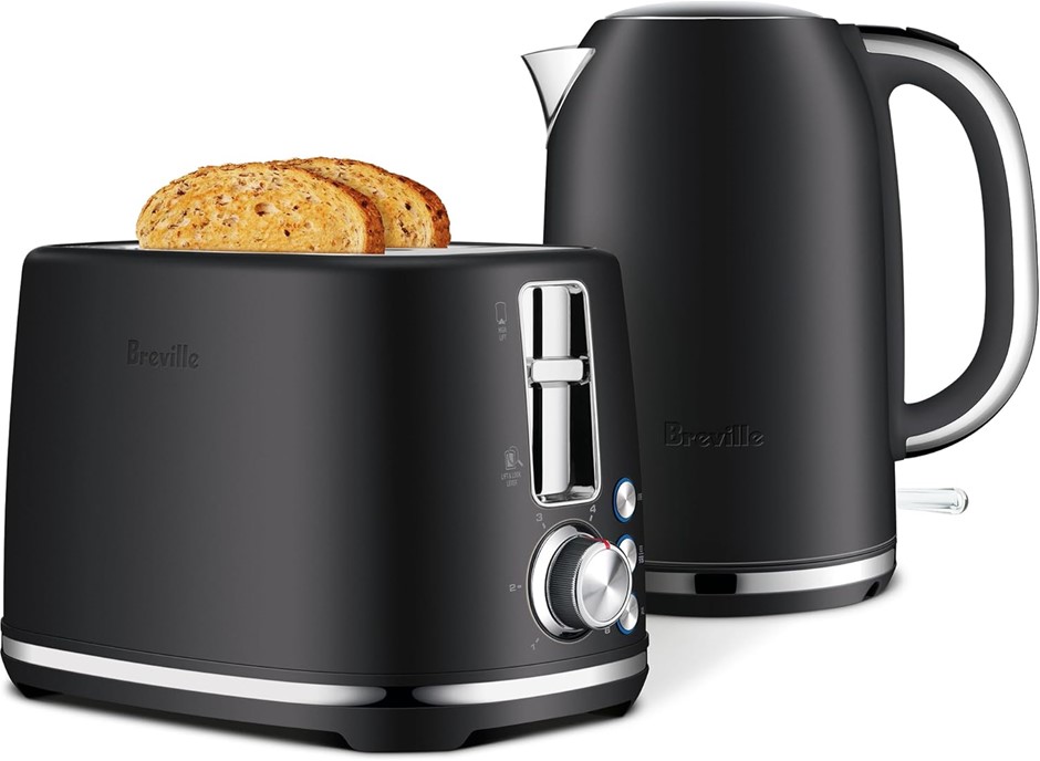 BREVILLE the Brunch Set Toaster & Kettle (Matte Black), LKT822MTB. NB: Has