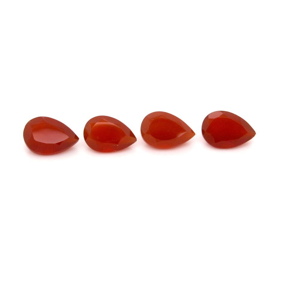 4 Pcs Pear Red Onyx Gemstone
