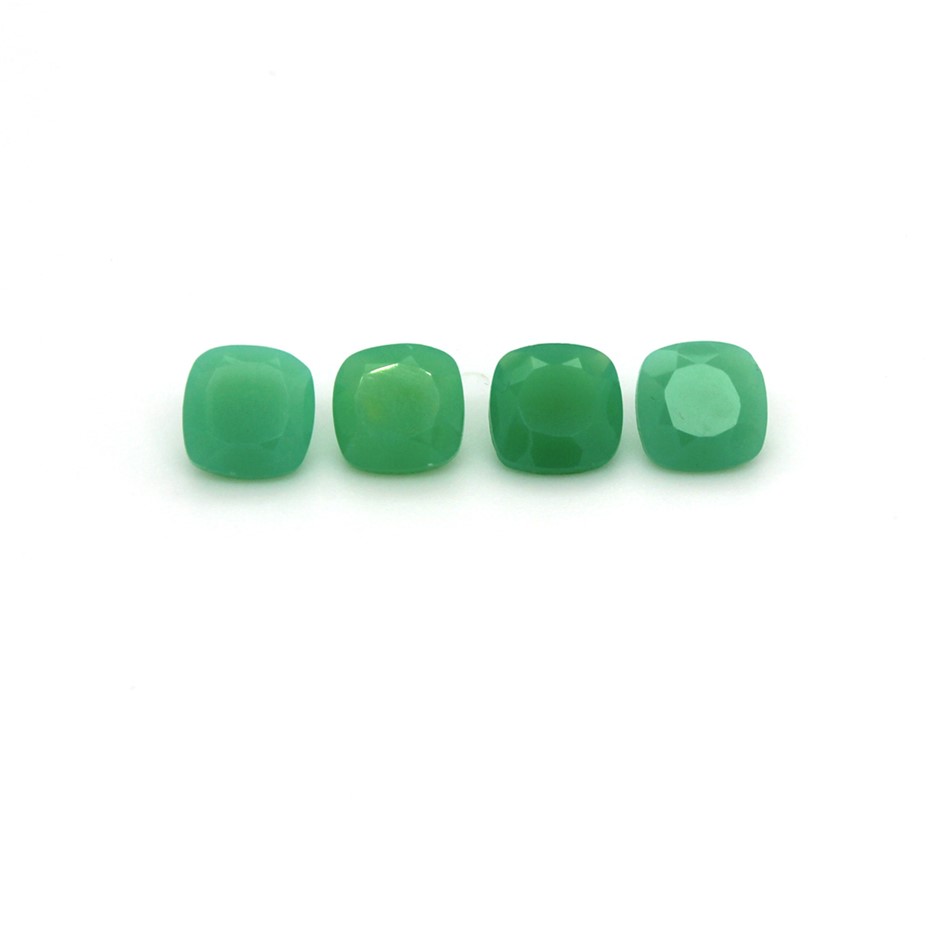 4 Pcs Cushion Beautiful Green Chrysoprase Gemstone