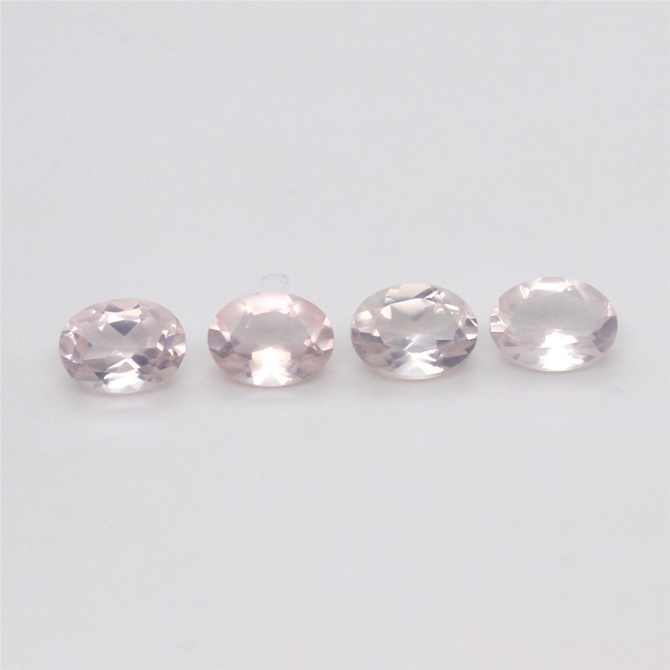 4 Pcs Oval Rose Quartz Gemstone