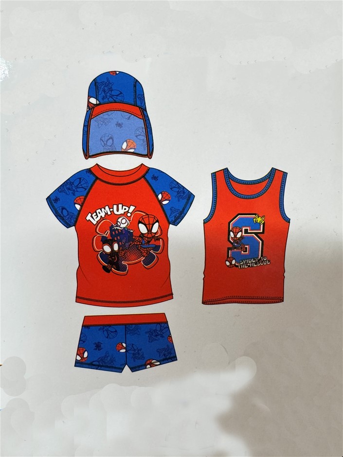 DISNEY Boy's Spidey & His Amazing Friends Character 4 Piece Swim Set: Hat,