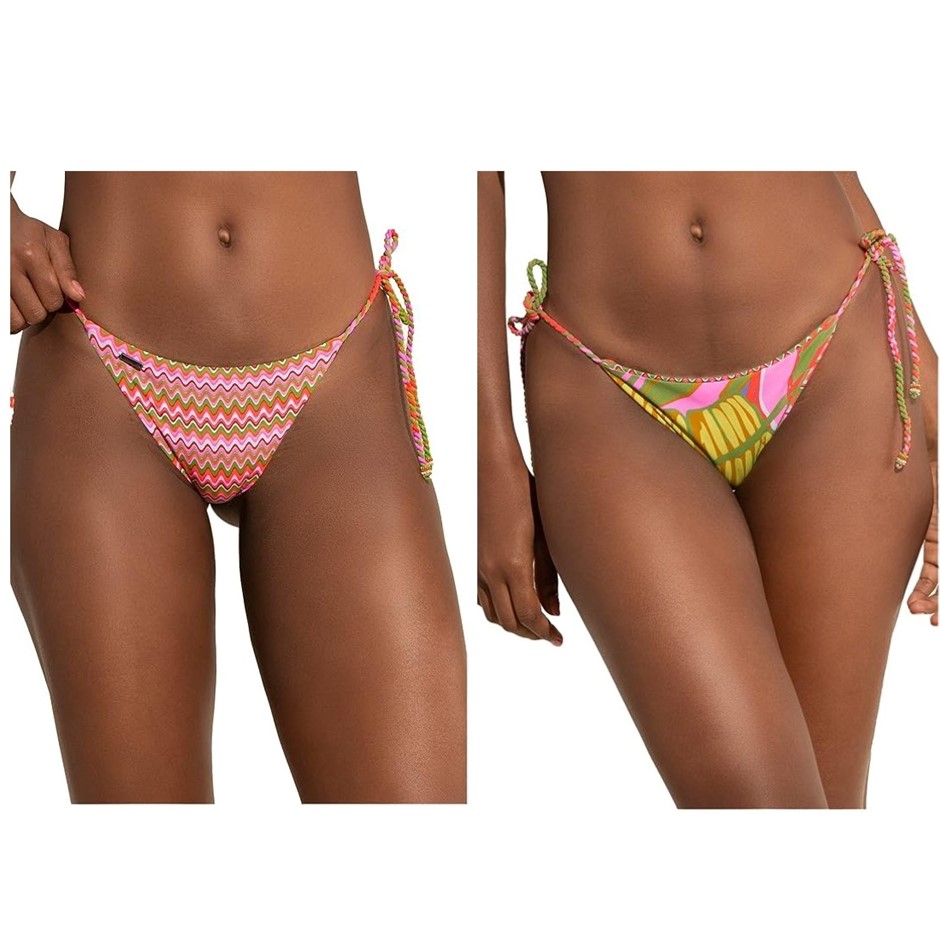 MAAJI Women's Camel Sunny Tie Side Reversible Bikini Bottom, Size M, Pink.