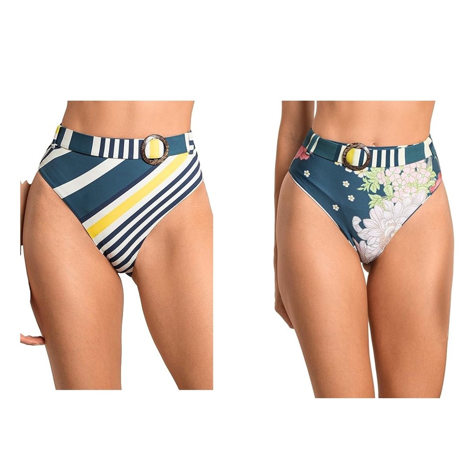 MAAJI Women’s Barcode Whitney High Rise/High Leg Cheeky Cut Reversible