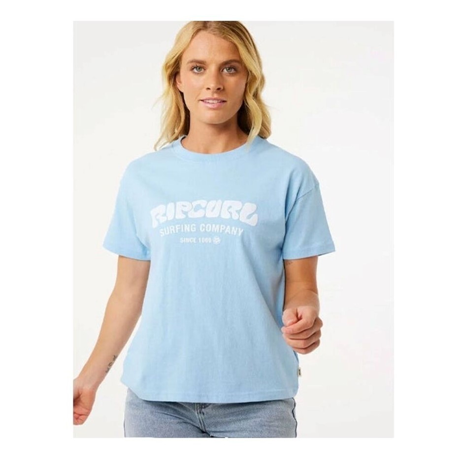 RIP CURL Women's Surf Puff Relaxed Tee, Size S, Mid Blue. RRP: $49.99. Buy