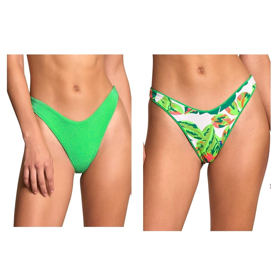 MAAJI Women's High Leg Cheeky Cut Bikini Bottoms, Size S, Bright Green, 330