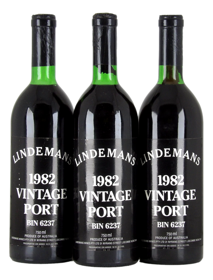 Lindemans Bin 6237 Vintage Port 1982 (3x 750mL), Aus.