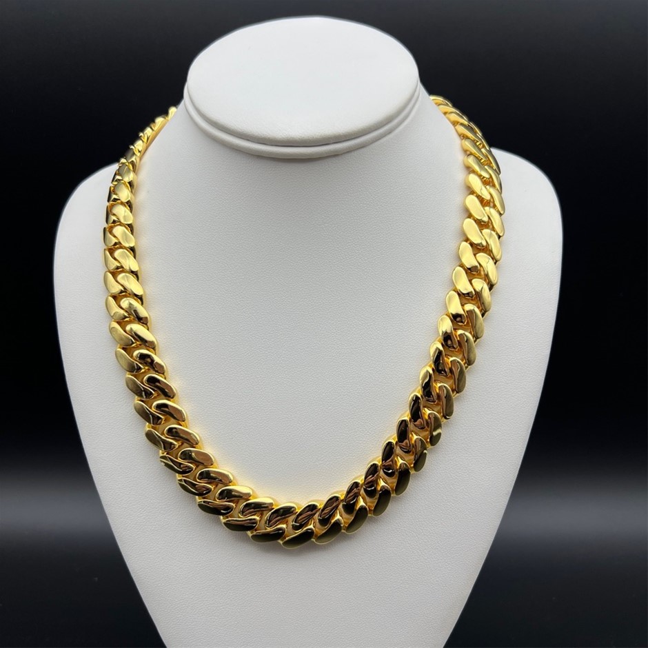 18K Gold-Filled Cuban Chain Necklace, 15MM Wide - 55.8m