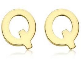 9K Yellow Gold MINI INITIAL 'Q' STUD EARRINGS