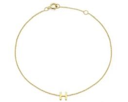9K Yellow Gold MINI INITIAL 'H' Bracelet 15.5-19cm