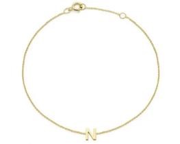 9K Yellow Gold MINI INITIAL 'N' Bracelet 15.5-19cm