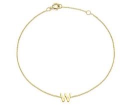 9K Yellow Gold MINI INITIAL 'W' Bracelet 15.5-19cm