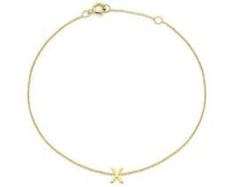 9K Yellow Gold MINI INITIAL 'X' Bracelet 15.5-19cm