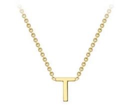 #1 9K YELLOW GOLD INITIAL 'T' NECKLACE 38+5cm